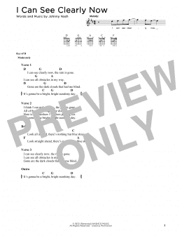 page one of I Can See Clearly Now (Guitar Chords/Lyrics)