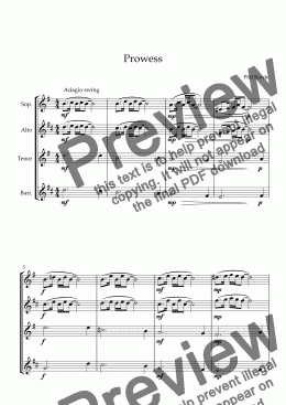 page one of Prowess - Saxophone Quartet