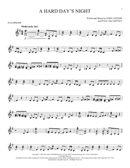 page one of A Hard Day's Night (Xylophone Solo)