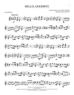 page one of Hello, Goodbye (Xylophone Solo)