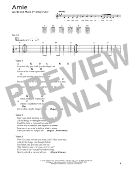 page one of Amie (Guitar Chords/Lyrics)
