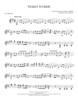 page one of Ticket To Ride (Xylophone Solo)