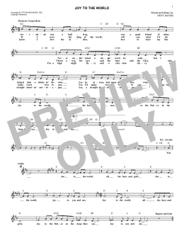 page one of Joy To The World (Lead Sheet / Fake Book)