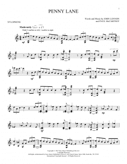page one of Penny Lane (Xylophone Solo)