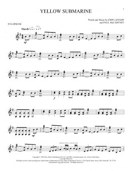 page one of Yellow Submarine (Xylophone Solo)