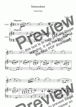 page one of Somnolent - Violin and Piano