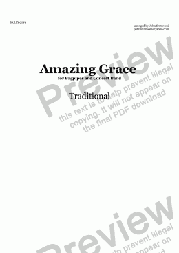 page one of Amazing Grace for Bagpipes and Concert Band