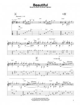 page one of Beautiful (Solo Guitar)