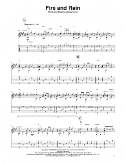 page one of Fire And Rain (Solo Guitar)