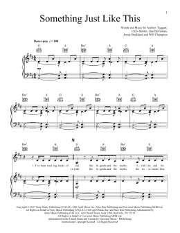 page one of Something Just Like This (Piano, Vocal & Guitar Chords (Right-Hand Melody))