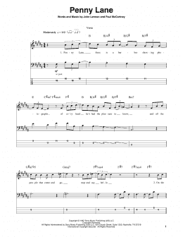 page one of Penny Lane (Bass Guitar Tab)