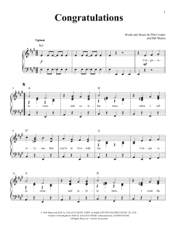 page one of Congratulations (Easy Piano)