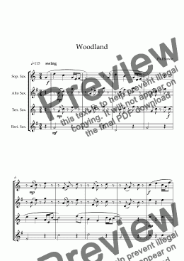 page one of Woodland - Saxophone Quartet