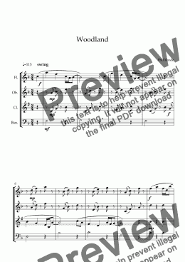 page one of Woodland - Wind Quartet