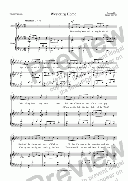 page one of Song: Westering Home