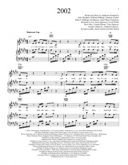 page one of 2002 (Piano, Vocal & Guitar Chords (Right-Hand Melody))