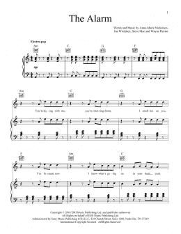 page one of Alarm (Piano, Vocal & Guitar Chords (Right-Hand Melody))
