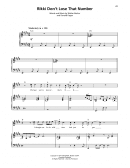page one of Rikki Don't Lose That Number (Piano & Vocal)