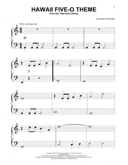 page one of Hawaii Five-O Theme (Beginning Piano Solo)