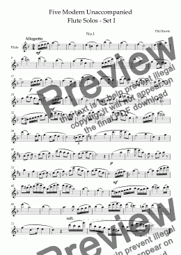 page one of Five Modern Unaccompanied  Flute Solos - Set I