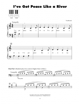page one of I've Got Peace Like A River (5-Finger Piano)