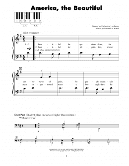 page one of America, The Beautiful (5-Finger Piano)