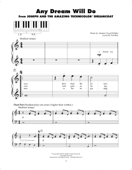 page one of Any Dream Will Do (from Joseph And The Amazing Technicolor Dreamcoat) (5-Finger Piano)