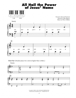 page one of All Hail The Power Of Jesus' Name (5-Finger Piano)