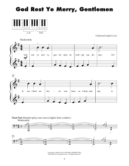 page one of God Rest Ye Merry, Gentlemen (5-Finger Piano)