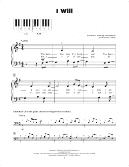 page one of I Will (5-Finger Piano)