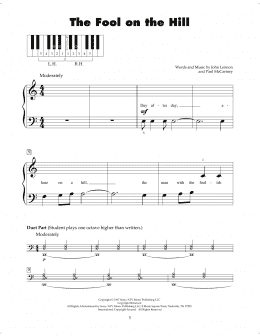 page one of The Fool On The Hill (5-Finger Piano)