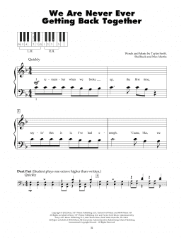 page one of We Are Never Ever Getting Back Together (5-Finger Piano)