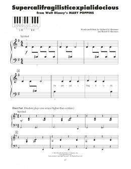 page one of Supercalifragilisticexpialidocious (from Mary Poppins) (5-Finger Piano)