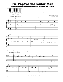 page one of I'm Popeye The Sailor Man (5-Finger Piano)