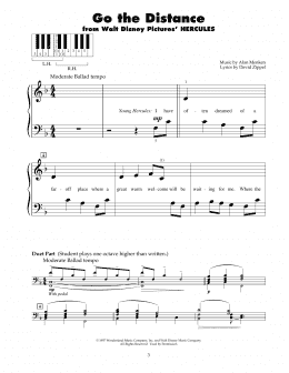 page one of Go The Distance (from Hercules) (5-Finger Piano)