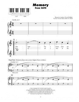page one of Memory (from Cats) (5-Finger Piano)