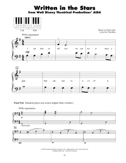 page one of Written In The Stars (from Aida) (5-Finger Piano)
