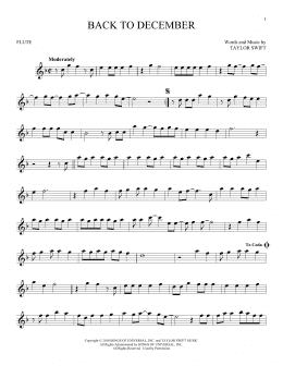 page one of Back To December (Flute Solo)