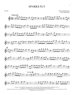 page one of Sparks Fly (Flute Solo)