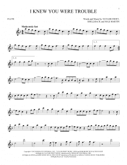 page one of I Knew You Were Trouble (Flute Solo)