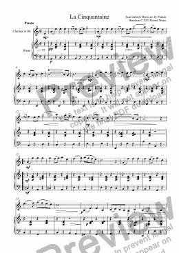page one of La Cinquantaine for Clarinet and Piano