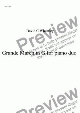 page one of Grande March in G for piano 4 hands by David Wheatley