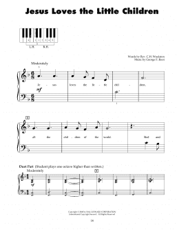 page one of Jesus Loves The Little Children (5-Finger Piano)