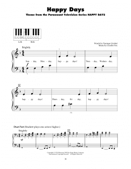 page one of Happy Days (5-Finger Piano)