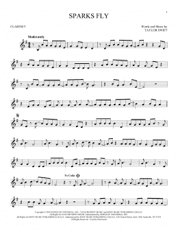 page one of Sparks Fly (Clarinet Solo)
