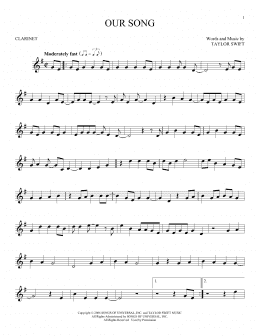 page one of Our Song (Clarinet Solo)