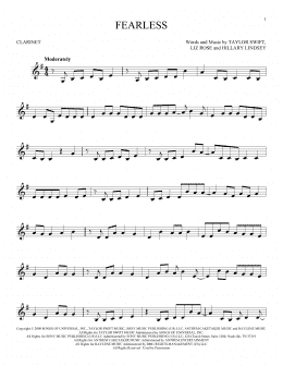page one of Fearless (Clarinet Solo)