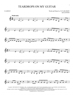 page one of Teardrops On My Guitar (Clarinet Solo)