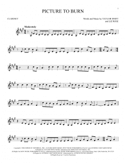 page one of Picture To Burn (Clarinet Solo)
