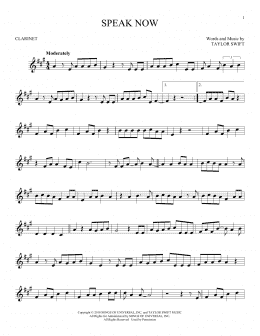 page one of Speak Now (Clarinet Solo)